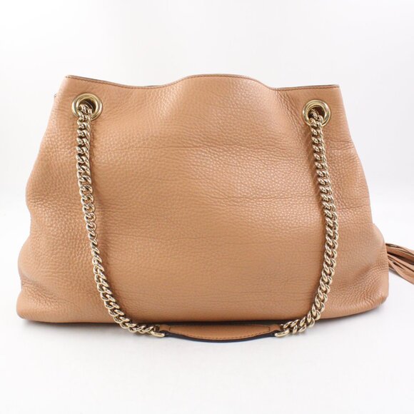 Pre-Owned Gucci Interlocking G Soho Chain Strap Tote Bag in Beige Leather - Picture 3 of 16